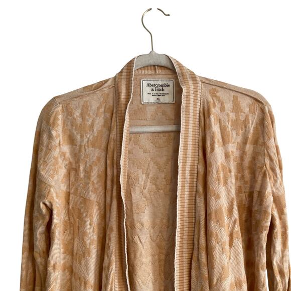 Y2K Abercrombie Fitch Gold Aztec Tribal Cotton Asymmetrical Cardigan Size Medium - Picture 5 of 16